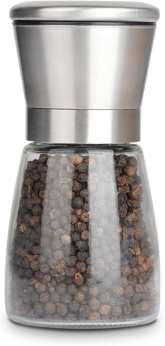 Gulex Pepper Grinder Pepper Mill, Salt Grinder Refillable,(Single Package) Adjustable, Stainless Steel Sea Salt Shaker with Ceramic Rotor (1 pack) by Gulex