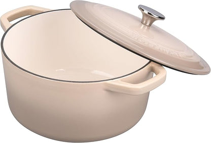 VORRINGARD Enameled Cast Iron Dutch Oven Pot with Lid, for Bread Baking, Round Bread Oven- include Sourdough Bread Baking Supplies Set, 6QT, Latte - Image 6