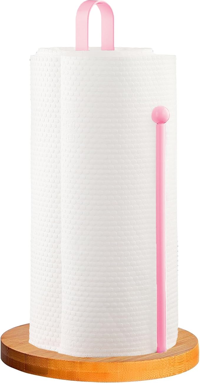 Wood Paper Towel Holder Countertop, TONLEA Kitchen Paper Towel Holder FreeStanding with Non-Slip Base for Kitchen and Bathroom Organization by TONLEA