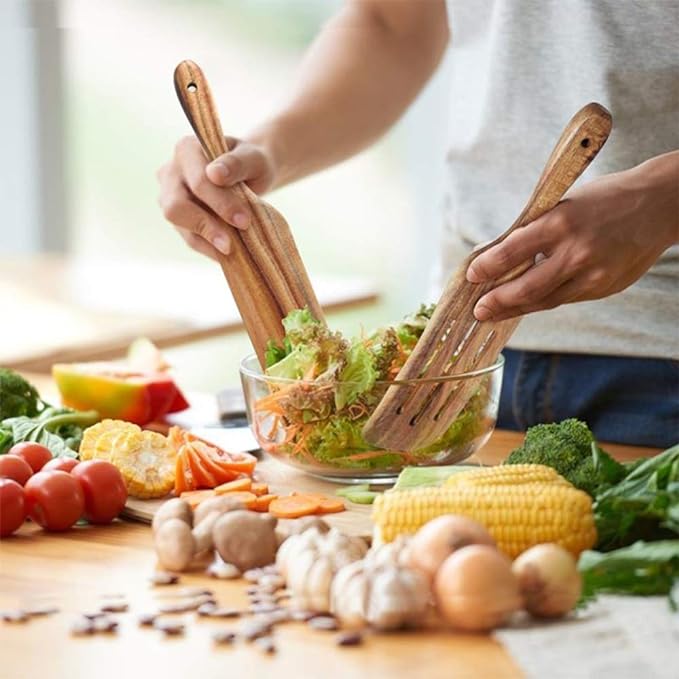 Spurtle Set, Natural Acacia Wooden Kitchen Utensils Set of 4, Wooden Spoons Utensils for Cooking, stirring, Mixing, Serving, spurtles kitchen tools as seen on tv for NonSick Cookware - Image 2