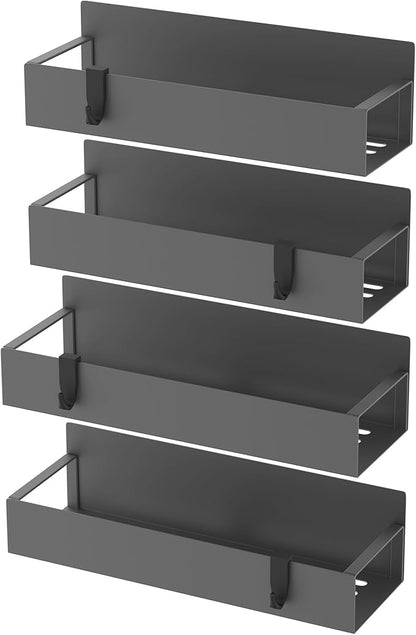 HuggieGems 4 Pack Magnetic Spice Storage Rack Organizer for Refrigerator and Oven, Dark Gray Fridge Organizers and Storage - Image 6