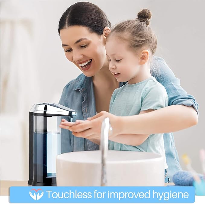 Secura 17oz Automatic Liquid Soap Dispenser, Touchless Battery Operated Hand Soap Dispenser with Adjustable Soap Dispensing Volume Control Dial, Personal Care Dispenser (Chrome-2Pcs) - Image 3