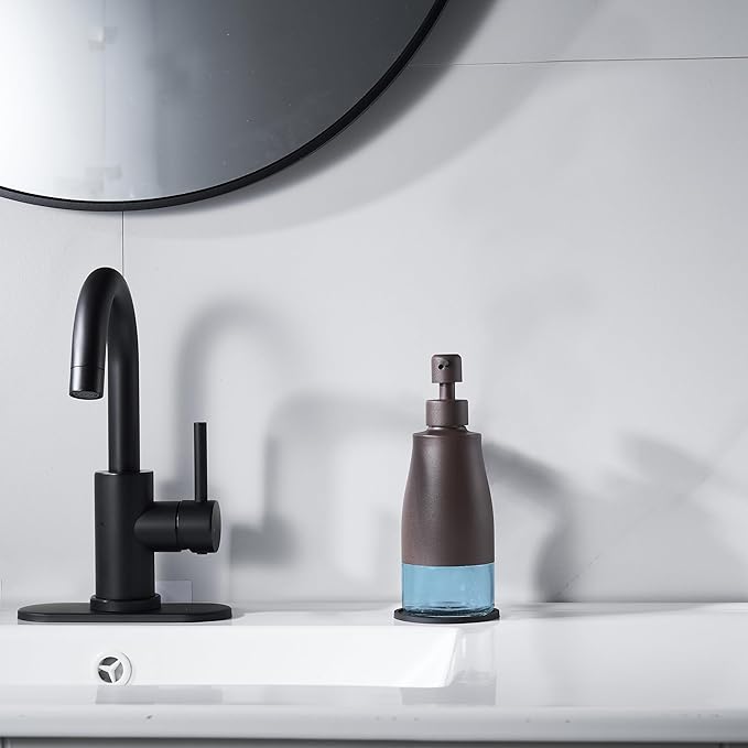 Gaussra Matte Brown Soap Dispenser with Coaster and Stickers, Stainless Steel and Glass Bottle Hand Pump Dispenser, Refillable Liquid Hand Soap Dispenser for Bathroom & Kitchen (11OZ / 320ML) - Image 6