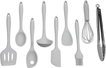 Chef Craft - Premium Silicone Kitchen Tools and Utensils Set, Non-Scratch, Withstands Temperatures up to 450°F, BPA-Free, 9 Piece Cooking Utensils Set, Gray by ChefCraft