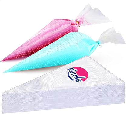 Riccle Extra Large 24 Inch Piping Bags - 100 Textured Anti Burst Thickened Disposable Pastry Bags - Icing Piping Bags for Frosting - Ideal for Cakes and Cookies Decoration by Riccle