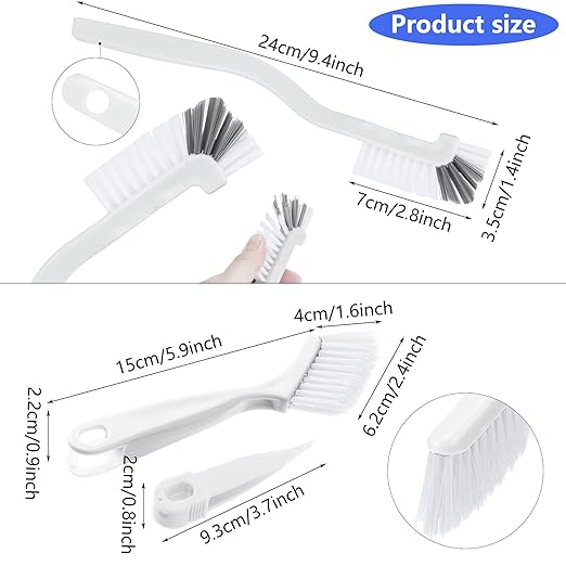 Patelai 4 Pieces Cleaning Brush Sets Small Scrub Brush Household Use for Cleaning Bottle Sink Kitchen Sink Corner Dish Edge Grout Bathroom Sliding Door Window Track(White) - Image 2