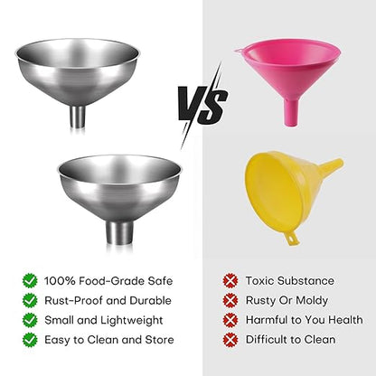 Stainless Steel Metal Funnel Set of 2, Kitchen Filling Funnel (0.5-inch Narrow Mouth) and (1-inch Wide Mouth), Practical Tools for Transferring Spices, Oils, Food and Beer - Image 7
