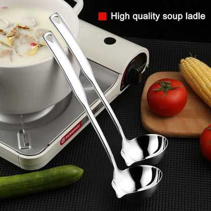 Kitchen Soup Ladle 304 Stainless Steel Punch Metal Luminous Ladell Spoons With Pour Spout Gravy Ladles for Serving,Cooking,Canning,11.8 inch - Image 2