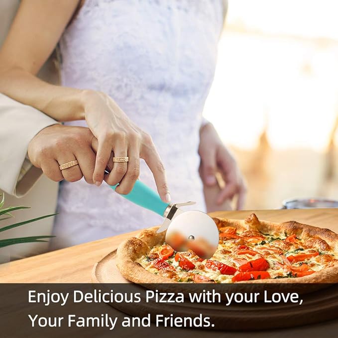 SCHVUBENR Premium Pizza Cutter Wheel - Ultra Sharp Stainless Steel Pizza Slicer with Non-Slip Soft Grip Handle - Multi-Purpose Cutter for Pizza, Dough & Pastry - Dishwasher Safe, Easy to Clean - Blue - Image 7