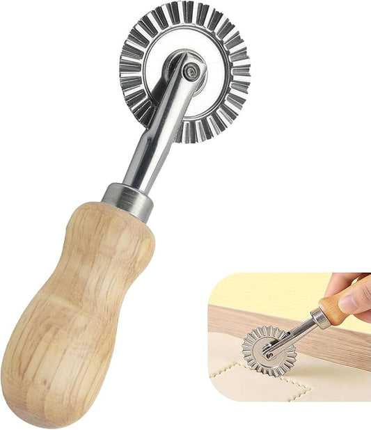 Fluted Pastry Wheel Cutter, 1.5 Inch Pasta Cutter Wheel for Ravioli, Pie Crust & Dough, Pastry Crimper and Pasta Wheel Cutter Tool for Baking, Home Kitchen Use