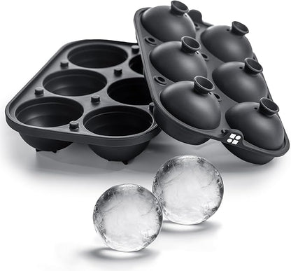 Ice Cube Molds – Large Silicone Ice & Sphere Mold Combo with Built-In Easy-Fill Funnel 2-Inch Round & Square Whiskey Ice Molds for Cocktails & Bourbon