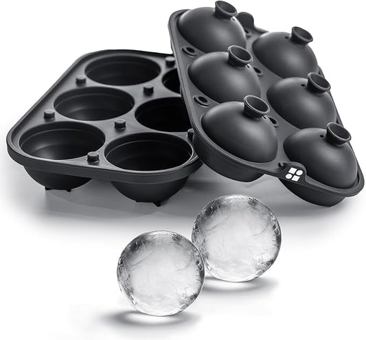 Ice Cube Molds – Large Silicone Ice & Sphere Mold Combo with Built-In Easy-Fill Funnel 2-Inch Round & Square Whiskey Ice Molds for Cocktails & Bourbon