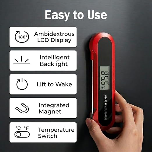 Professional 3X Faster 0.5sec Instant Read Meat Thermometer Digital, High Accuracy ±0.5°F, IP67 Waterproof, Auto Wake/Sleep & Rotate Display, NSF & NIST Certified, Backlight Fry Oil Candy Thermometer - Image 5