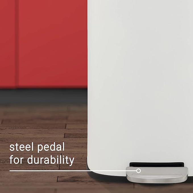 happimess HPM1011C Curtis 8-Gallon Step-Open Trash Can with Soft-Close Lid, Modern, Minimalistic, Fingerprint Proof for Home, Kitchen, Laundry Room, Office, Bedroom, Bathroom, White - Image 7