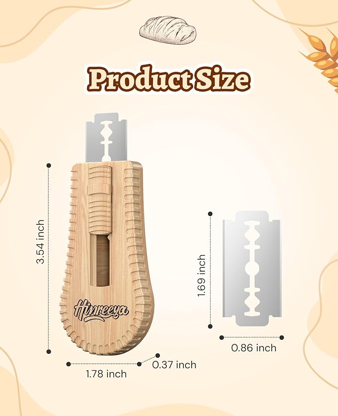 Sourdough Bread Lame, Magnetic Dough Scoring Tool with 5 Replaceable Blades, Ergonomic Handle for Easy Scoring, Ideal for Artisan Breads, Baguettes, and Bread Making Supplies (Wood)