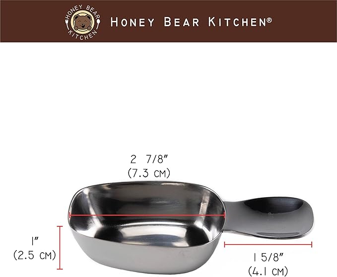 Honey Bear Kitchen 1/4 Cup 60 ml Leave-in Canister Scoops, Polished Stainless Steel (Set of 2) - Image 2