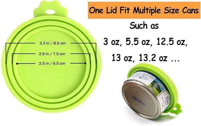 Comtim Pet Food Can Cover Silicone Can Lids for Dog and Cat Food(Universal Size,One fit 3 Standard Size Food Cans),Green and Orange - Image 3