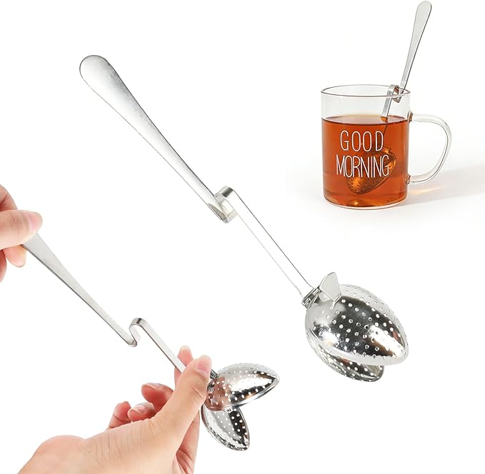 Tea Infuser Spoon for Loose Leaf Tea - Stainless Steel with Long Handle and Fine Mesh Filter, Reusable Easy to Clean Tea Accessories for Tea Lovers (Silver)