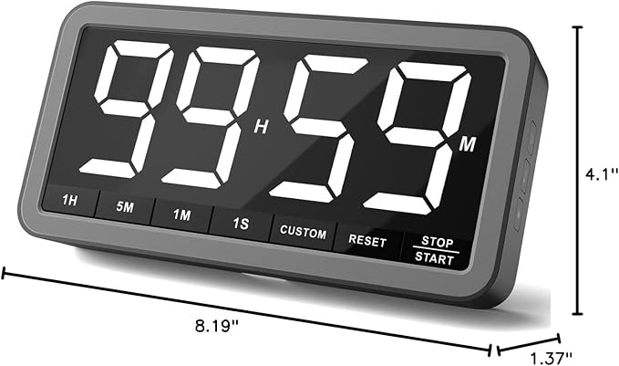 VOCOO Digital Kitchen Timer with 7.8” Extra Large Display, Magnetic LED with 3 Brightness, 4 Alarms and 3 Volume Levels, Battery Powered Countdown Count Up Timer for Cooking, Classroom, Home Gym - Image 8