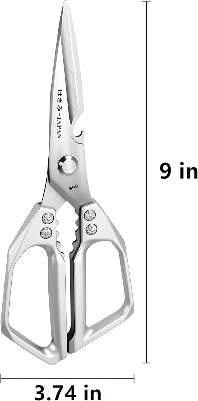 Kitchen Scissors, All Purpose，Ultra Sharp Meat Scissors，Heavy Duty Silver Cooking Scissor，Dishwash Safe Stainless Steel Kitchen Shears for Food, Chicken Bones, Turkey