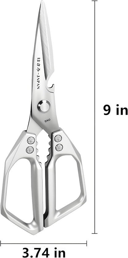 Kitchen Scissors, All Purpose，Ultra Sharp Meat Scissors，Heavy Duty Silver Cooking Scissor，Dishwash Safe Stainless Steel Kitchen Shears for Food, Chicken Bones, Turkey