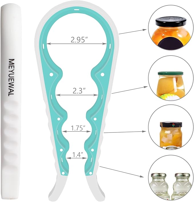 Jar Opener for Weak Hands - 5 in 1 Multi Function Can Opener Bottle Opener Kit with Silicone Handle Easy to Use for Children, Elderly and Arthritis Sufferers (White Green） - Image 2