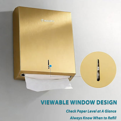 Commercial Paper Towel Dispenser Gold - Multifold Paper Towel Dispenser Wall Mount, High Capacity Stainless Steel Tissue Holder, Suitable for Bathrooms and Public Places - Image 6
