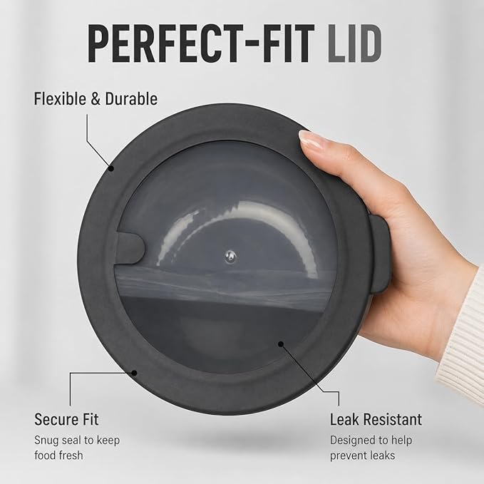 Pera Mixing Bowls with Lids Set, 8 Piece (4 Bowls + 4 Airtight Lids), BPA Free Nesting Kitchen Bowl Set for Mixing & Food Storage, Microwave & Dishwasher Safe (Black)