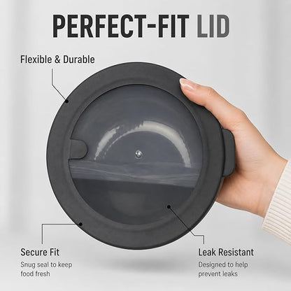 Pera Mixing Bowls with Lids Set, 8 Piece (4 Bowls + 4 Airtight Lids), BPA Free Nesting Kitchen Bowl Set for Mixing & Food Storage, Microwave & Dishwasher Safe (Black)