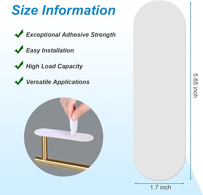 5-Pack Self-Adhesive Replacement Strips for Under-Cabinet Paper Towel Holders, 5.65 x 1.7 inches