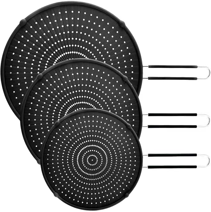 Silicone Splatter Screen for Frying Pan,Grease Splatter Guard,Heat-Resistant Splatter Guards for Cooking,Dishwasher Safe (9.8", 11.4", 13") by Apidgrowth