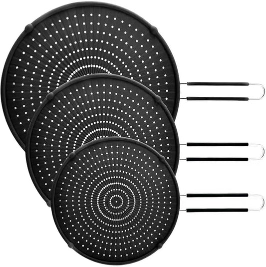 Silicone Splatter Screen for Frying Pan,Grease Splatter Guard,Heat-Resistant Splatter Guards for Cooking,Dishwasher Safe (9.8", 11.4", 13") by Apidgrowth