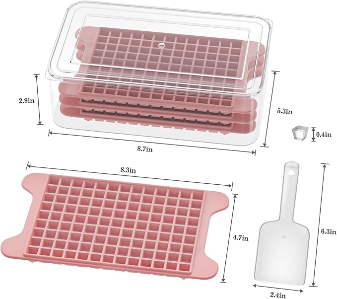 Mini Ice Cube Tray for Freezer: GGUW Nugget Ice Cube Tray with Bin - Crushed Ice Tray Making 4×108 PCS Icecube - Easy Release Iced Maker Trays - Image 2