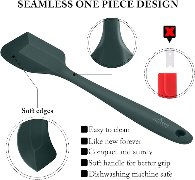HOTEC Heat Resistant 600℉ BPA-Free Silicone Rubber Spatula Set for Baking, Cooking, and Mixing Non Stick Dishwasher Safe, Neutral Set of 5 - Image 6