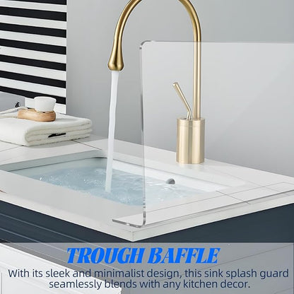 PRETYZOOM Acrylic Sink Water Splash Guard, 15.7x8 Inches Sink Splash Guards Splatter Panel, Kitchen Protective Splatter Barrier, Universal Fit