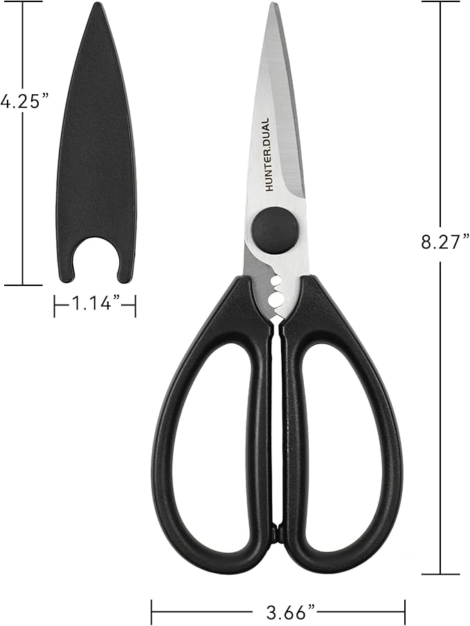 Kitchen Scissors for Food, HUNTER.DUAL Heavy Duty Come Apart Poultry Shears for Cooking, All Purpose for Cutting Chicken, Meat, Fish & Vegetables (Black, 8.26 Inch) - Image 5