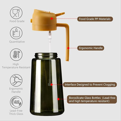 SWEET VIEW Olive Oil Dispenser and Oil Sprayer – 16oz/470ml Glass Light-Proof Oil Pourer for Kitchen, Air Fryer, Cooking, Salad, and BBQ - Image 5