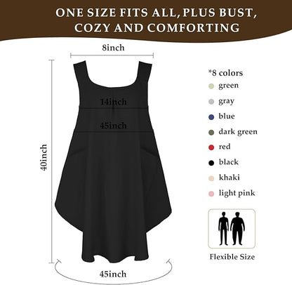 Apron for Women with Pocket Cotton Linen, Japanese Cross Back Apron for Gardening Painting