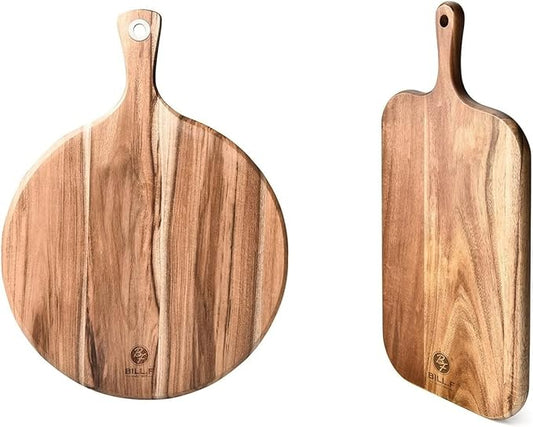BILL.F Wood Cutting Board for Kitchen Set of 2 Cutting Board Wood with Handle for Meat,Cheese Board,Vegetables, Bread,Charcuterie - Decorative Wooden Serving Board for Kitchen and Dining Room by BFBILLFSINCE1983