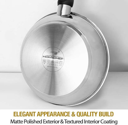 HOMICHEF 11 Inch Nonstick Frying Pan and Skillet - The Ultimate Omelet Pan with Glass Lid, Nickel Free Stainless Steel, Induction Compatible & Vented Cover