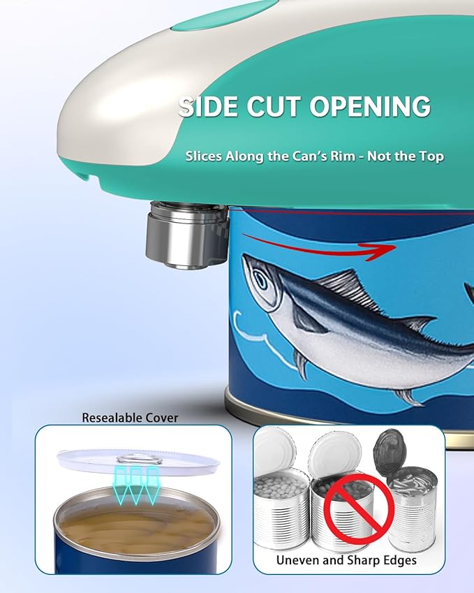 CIRCLE JOY Rechargeable Electric Can Opener, One-Touch Automatic Can Opening with Lid Remover & Smooth Edge Cutting, Food-Safe, Easy to Use for Seniors and Arthritis, Green - Image 2
