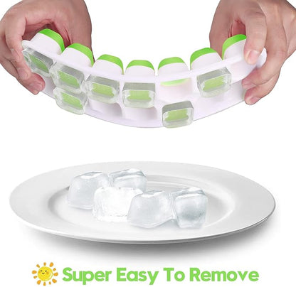 Silicone Ice Cube Tray, Jrisbo 4 Pack Easy-Release & Flexible 14-Ice Cube Trays with Spill-Resistant Removable Lid, Stackable Ice Trays with Covers for Freezer, Cocktail (Green) - Image 2