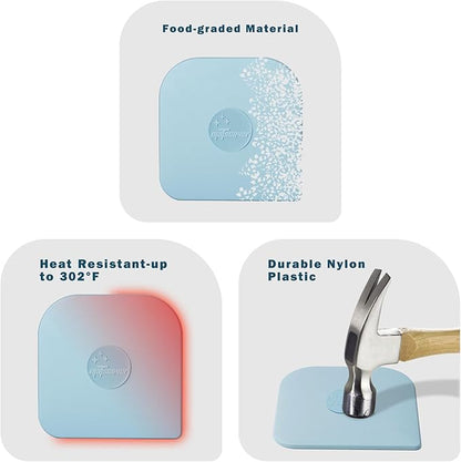 Pan Scraper, 5 Pcs Pot Scraper Plastic, Pot Scraper Non Scratch for Cast Iron, Pot and Pan Cleaning, Sturdy Scraper Kitchen Tool-Aqua - Image 5