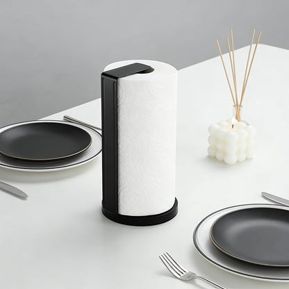 ZUNTO Paper Towel Holder for Countertop, Freestanding Kitchen Paper Towel Organizer, One-Hand Tear Paper Towel Rack, Heavy Duty and Non-Slip, Matte Black