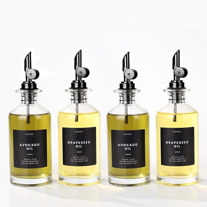 Molimoli Olive Oil Dispenser Bottle for Kitchen With Weighted Pourer - Glass Cruet Set of 4 | 350ml by MoliMoli