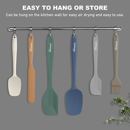 NileHome Silicone Spatula Set, 6 Pieces Food Grade Kitchen Utensils with Silicone Brush Heat Resistant Dishwasher Safe BPA-Free Rubber Spatula for Scraping, Baking, Cooking, Mixing-Forest Style - Image 5