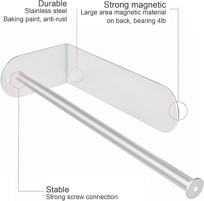 Paper Towel Holders Magnetic Towel Roll Holders with Strong Magnetic Backing - Fit for Large Paper Towels-for Kitchen,Refrigerator,Grill,Toolbox,Garage,Shop - Image 5
