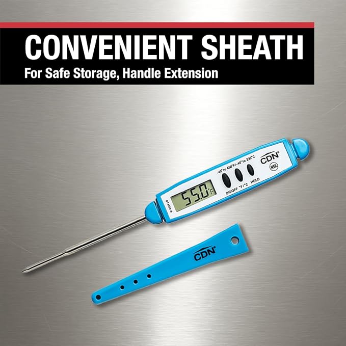 CDN ProAccurate® Instant Read Digital Pocket Thermometer for Meat, Cooking with 2.5mm Reduced Tip, Stainless Steel Stem, Fast Accurate Readings (DT450X) - Image 5