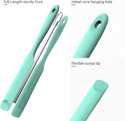 U-Taste Silicone Jar Spatula for Sourdough Starter: Long Skinny Food-Grade Jam Spreader, Sturdy Stirring Stick Bowl Scraper with Flexible Spoon Tip, Mixing Icing Tool, Peanut Butter Knife (Aqua Sky)