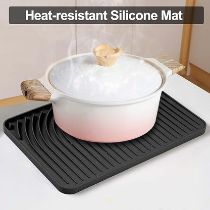 Dish Drying Mat for Kitchen Counter, with Built-in Drain Lip, Food-Grade Silicone, Easy Clean Pad for Countertop Protection, Multi-Functional Use (18 x12 Raised Sink, Black) - Image 5